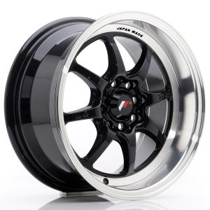 JR-Wheels TFII Velgen 15 Inch 7.5J ET30 4x100,4x108 Gloss Black Machined Lip